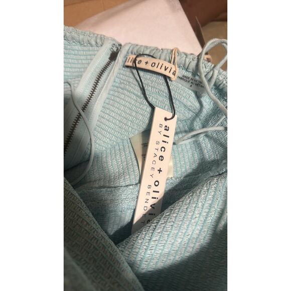 ALICE + OLIVIA Marylynn cropped tiered linen blend top size 8 - Picture 5 of 6